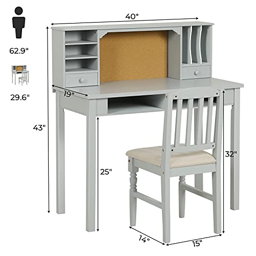 ADORNEVE Kids Desk and Chair Set, Kids Study Table with Drawers and