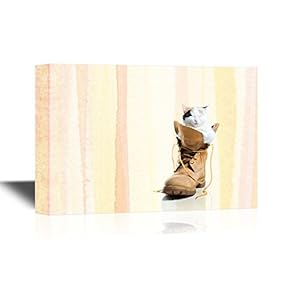 Canvas Wall Art - Cat Inside a Climbing Boot - Gallery Wrap Modern Home Art | Ready to Hang - 12x18 inches