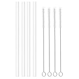 [4 Pack] Straws Replacement for Hydroflask Wide Mouth Bottle Straw Lid, 4 BPA-FREE Straws and 4 Straw Cleaning Brushes