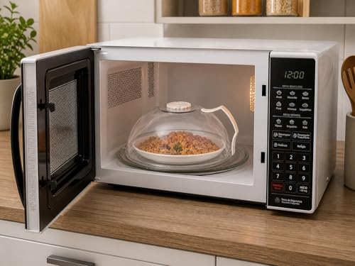 Tampa para Microondas Anti Respingo Transparente com Saída de Vapor e Válvula - Livre de BPA