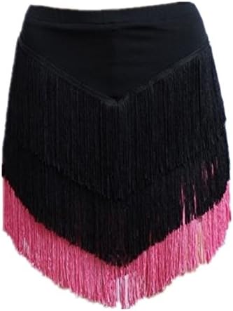 YM YOUMU Women 3 Tiered Tassel Latin Dance Skirt Irregular Hem Length Fringe for Salsa Tango Rumba Dancewear Ballroom