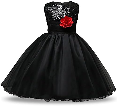 IIYoYo 3-9 Years Girls Sequins Flower Dress Party Wedding Porm Princess Lace Dresses