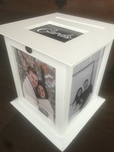 White Wedding Card Box with CARDS Engraved Plate Included