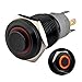 Ulincos® Latching Pushbutton Switch U16F2 1NO1NC SPDT ON/Off Black Metal Shell with Red LED Ring Suitable for 16mm 5/8
