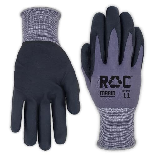 MAGID ROC® Foam Nitrile Palm Coated General Purpose Work Glove, 24 Pairs, Size…
