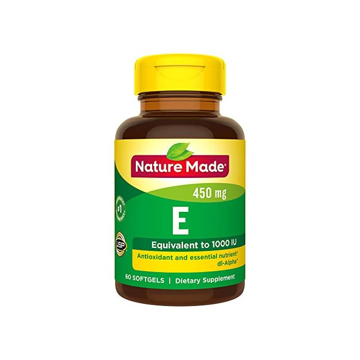 Nature Made Vitamin E 450 mg (1000 IU) dl-Alpha, Dietary Supplement for Antioxidant Support, 60 Softgels (Pack of 3)