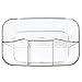 mDesign Plastic Makeup Storage Organizer Caddy Tote, Divided Basket Bin, Handle for Bathroom, Hold Eyeshadow Palettes, Nail Polish, Brushes, Shower Essentials, Small, Lumiere Collection, 2 Pack, Clear