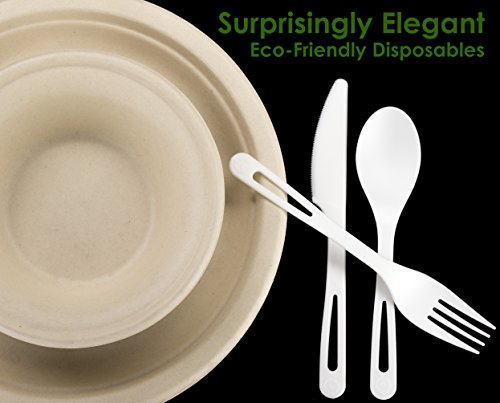Biodegradable, Plant-Based, Tree Free, Disposable Bowls 100 Pack. Sturdy, Gluten Free Wheatstraw Fiber is Certified Compostable, Eco-Friendly, Microwavable and Safe for Hot and Cold Foods - Thumbnail 3
