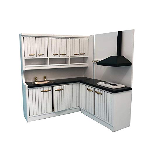 SXFSE Dollhouse Decoration Accessories, 1:12 Dollhouse Miniature Furniture Wooden Kitchen Cabinet Set