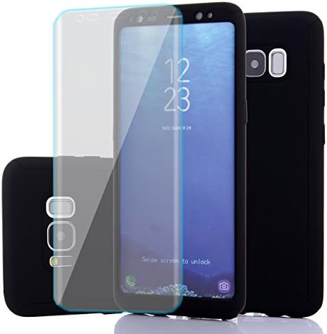 Samsung Galaxy S8 Plus Case,Full Body Protection Ultra-thin Hard PC case with A Soft HD Screen Protector Anti Scratch Removable Hybrid Cover for galaxy S8 Plus (Black-1)