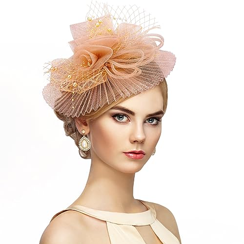 Women's Fascinator Hat With Hairpin | Tea Party, Wedding, Kentucky Derby Headpiece - Vintage Bow & Feathers