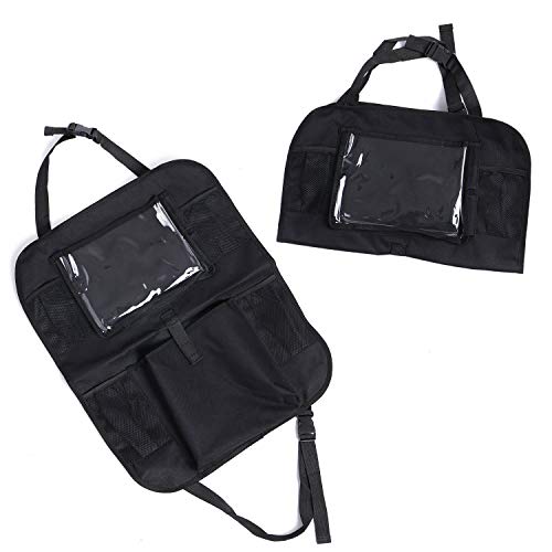 Fullsexy 2 Pack Car Backseat Organizer with Touch Screen Tablet Holder, Waterproof Kick Mats Back Seat Protector, NO Bad Smell (24" X 16")