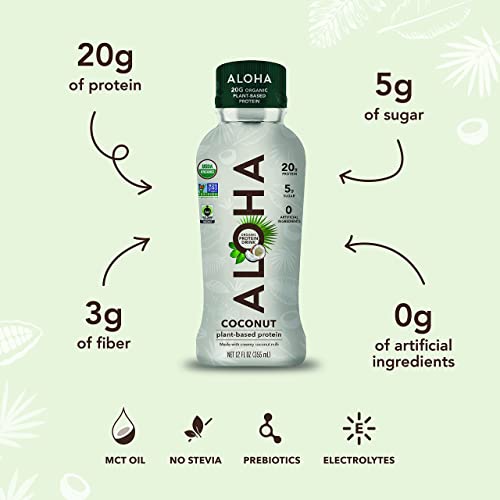ALOHA Organic Plant Based Coconut Ready to Drink Protein Shake w/MCT