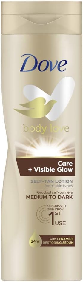 Dove Visible Glow Gradual Self-Tan Lotion Medium to Dark 250ml White