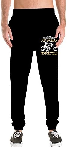 HOTCTDS Never Underestimate An Old Women With A Motorcycle Closed Bottom Sweatpants Sport Elastic Long Pants Workout Activewear