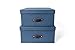 Bigso Valdemar Canvas Paper Laminate Storage Boxes, Navy, Set of 2