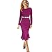 VfEmage Women's Elegant Colorblock Mermaid Wear to Work Pencil Wiggle Midi Dress