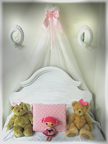 Bed Crib BOW canopy for bedroom or nursery Light pink Shabby Chic