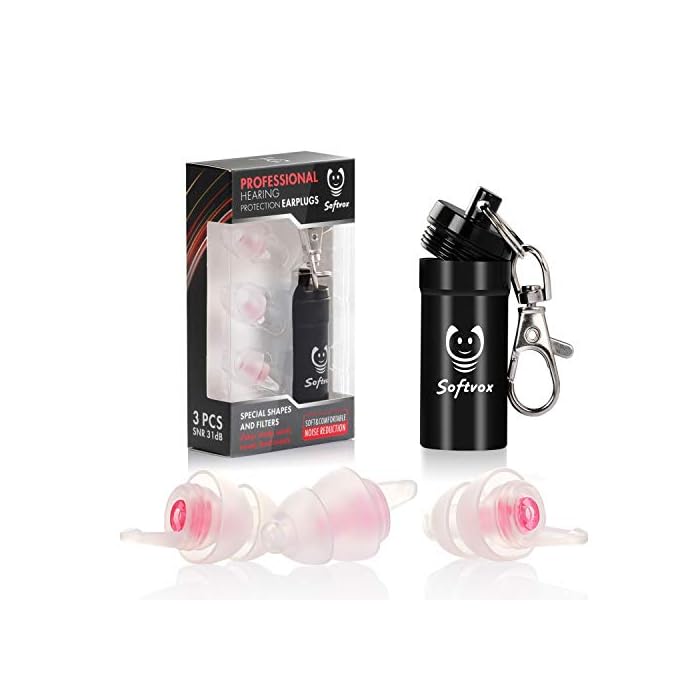 Softvox Small Ear Plugs 2 Pairs, Soft Silicone Noise Reduction Earplugs for Adults Kids with Small Ear Canals, Sound…