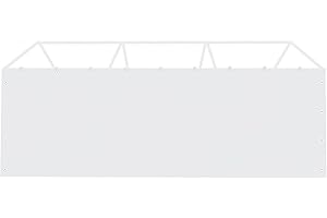 Vanteriam Carport Replacement Tarp Canopy, Sidewall Panel with Elastic Ball Bungees, for 10x20 FT or 12x20 FT Garage Party Tent Shelter - White, One Sidewall Panel Only