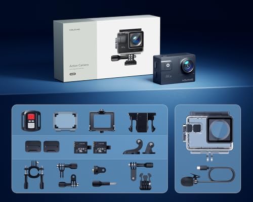 Action Cam,WiFi 4K 60 FPS Neue GA300 Actionkamera,8xZoom 24MP,Unterwasserkamera 40 Meter mi,Dual-Mikrofonen,170° Weitwinkel Verbesserter,EIS 2.4 G Fernbedienung,2 x 1350 mAh Akkus,Touchscreen