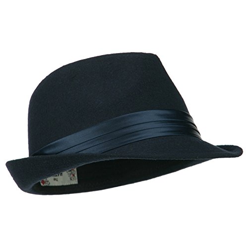 Fedora with Pleated Satin Band - Navy OSFM