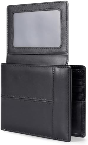 小物 Middle Leather Wallet Amazon.com: Mens Bifold Leather Wallet Middle Flaps Double ID