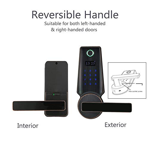 HARFO F02 Fingerprint and Touchscreen Keyless Smart Lever Door Lock, Advanced 3D Fingerprint Reader for Office Home (Aged Bronze) - Thumbnail 2