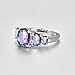 Psiroy 925 Sterling Silver Plated Created Rainbow Topaz Filled 5 Stone Engagement Ring Band Size 6