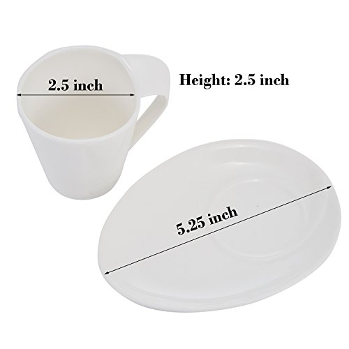 6pcs Porcelain Coffee Cup and Saucer Set, Ceramic Tea Cup Set with Wooden Bracket for Specialty Coffee Drinks Latte Mocha Cappuccino Table Decorative Dinnerware Favor Gift - Thumbnail 6