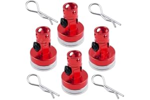 TEAMWILL 4PCS Magnetic Invisible Body Post Mount with R Clips Fit for 1/10 RC Car HSP (Red)