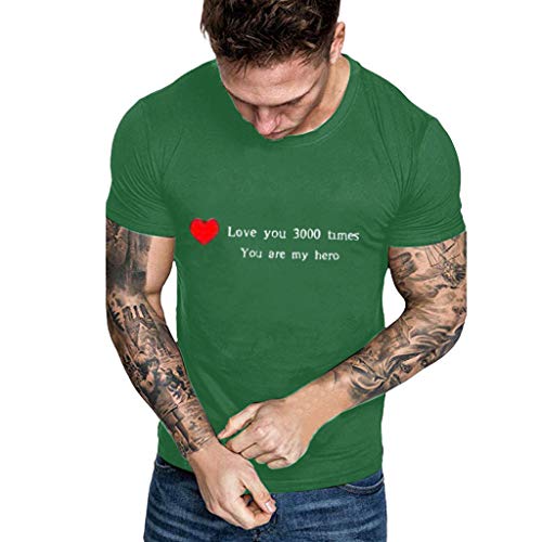 Women's Sexy Tops 2019 Fashion,YEZIJIN I Love You 3000 Women Man Couple Print Short Sleeve Loose Tops Blouse T Shirt Green