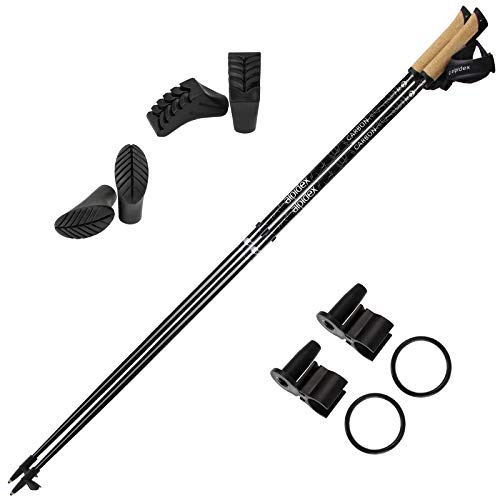 ALPIDEX Superlichte carbon nordic walking stokken voor dames en heren met rubberen buffer en kurken handvat - Image 3