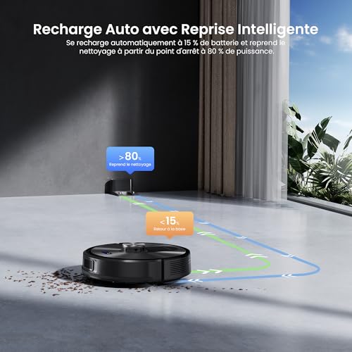 Proscenic Robot Vacuum Cleaner Washer, 10000Pa 200 Mins Robot Vacuum Cleaner with Mop, Navigation Lidar, Multi-Stage Mapping, Obstacle Avoidance, Silent, for Animal Hair Carpets Hard Floors