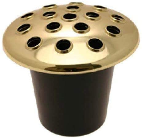 Black grave vase liner, made of plastic, with a golden lid, suitable as a graveyard vase
