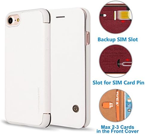 DigitBay Business G Serial Flip Leather Wallet Card Case for iPhone 7 Plus, White
