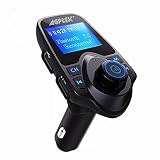 AGPtEK FM Transmitter,Wireless In-Car Bluetooth Radio Adapter Car Kit with 1.44 Inch Display and Dual USB Car Charger