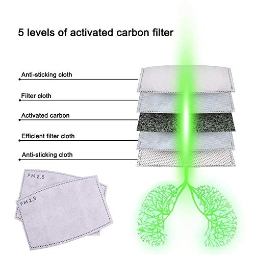 50 pcs 5 Layers Activated Carbon Filter Replaceable Anti Haze Filter