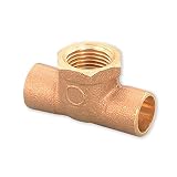 Everflow Supplies CCFT0034-NL C X C X F Lead Free Cast Brass Tee Fitting with Solder Cups and Female Threaded Branch, 3/4"