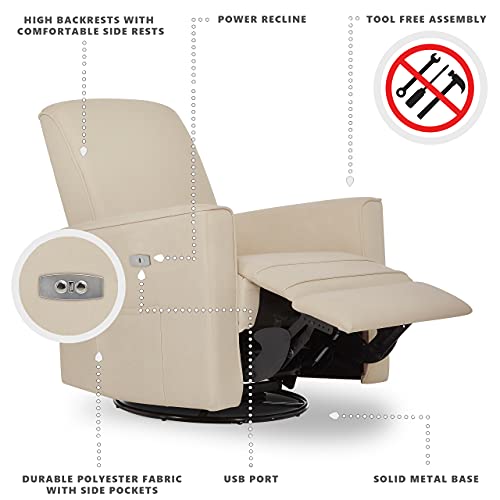 Evolur Harlow Deluxe Upholstered Plush Seating Glider Swivel, Power