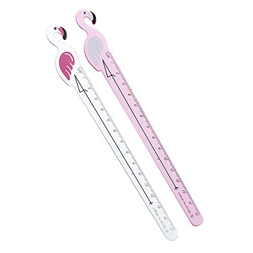 Fablcrew Flamingo Ruler 6"(15cm)Aluminum Straight Ruler for School /Office /Student(Pink&White)