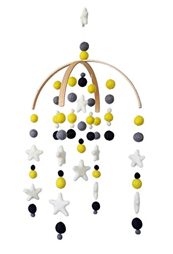 Tik Tak Design Co. Baby Crib Mobile – 100% NZ Wool Colored Felt Ball Mobile for Your Boy or Girl Babies Bed Room – Designer Colors to Match Your Nursery and Delight Your Child (Sunshine) - Thumbnail 4