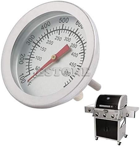 BBQ Barbecue Smoker Grill Thermometer Temperature Gauge -Stainless Steel 50-500℃ Silver