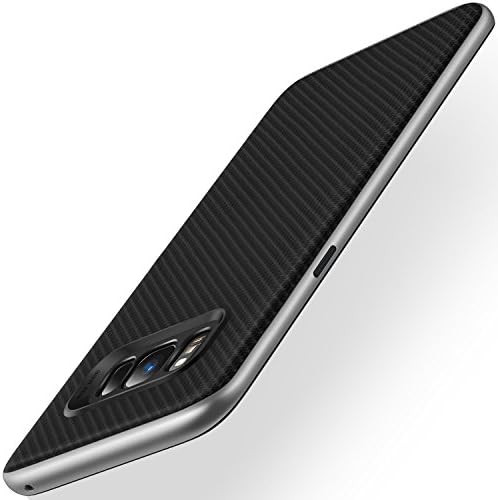 GALAXY S8 Plus Case, DUOYIZHI [SILVER] - Carbon Fiber Black + Shock Absorption + Minimalistic + Dual Layered + Protection + Luxury Slim Fit Bumper TPU Case for Galaxy S8 + (2017)