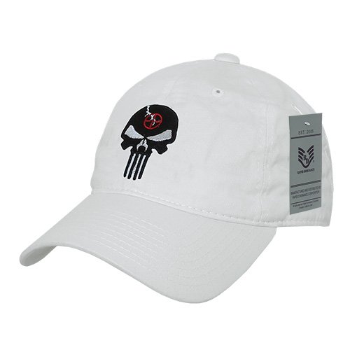 Rapiddominance A03-PUNISH-WHT Relaxed Graphic Cap Punisher Skull, White/Black