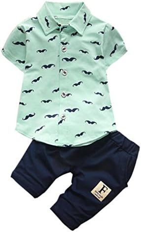 Malada Toddler Kids Baby Boys Beard T Shirt Tops+Shorts Pants Outfit Clothes Set (S, Green)