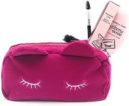 Long Lasting 7 Day Eyebrow Tattoo Pen + Dual Ended Spoolie Brow Brush (Brown with Gift Kawaii Makeup Bag)