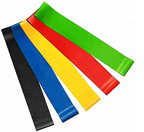5 Resistance Bands Set - Premium Quality Natural Latex, Non-Toxic, Skin-Friendly, Ideal for Yoga, Pilates, Strength Training, and Injury Recovery (Multicolour)
