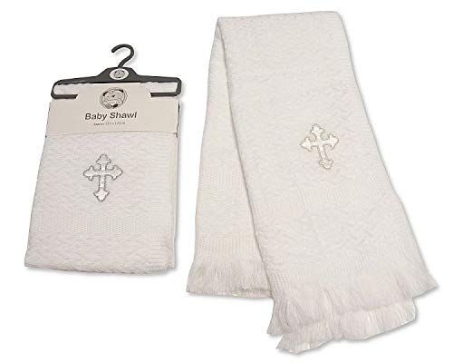 Christening Lace Shawl with Silver Embroidery