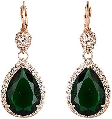 Dark Green Pear Cut Drop Earrings